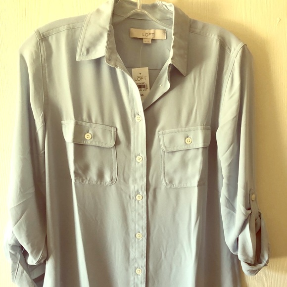 LOFT Tops - Light Blue Utility Blouse
